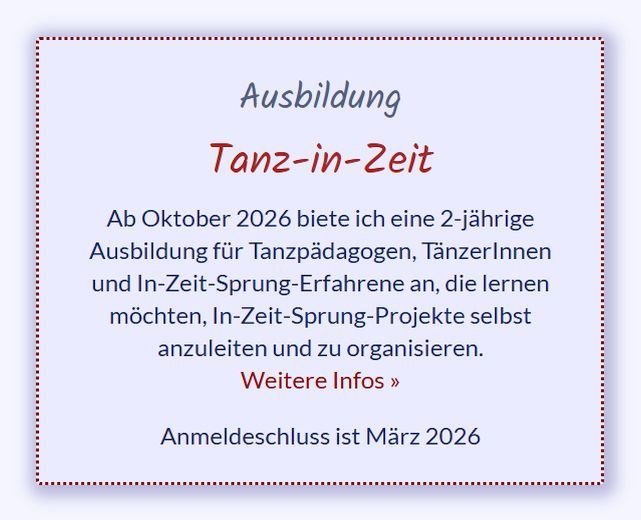 Tanz in Zeit ab Okt 26