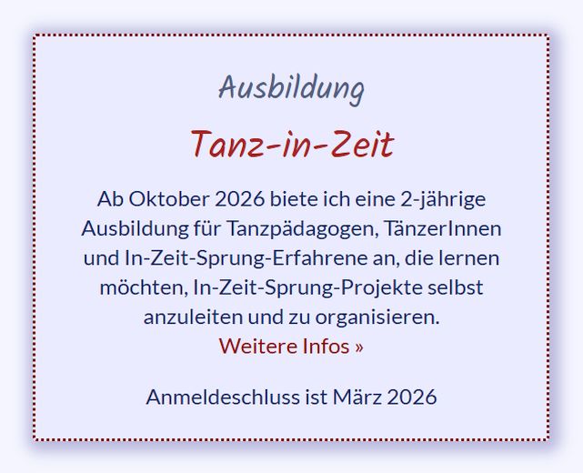 Tanz in Zeit ab Okt 26